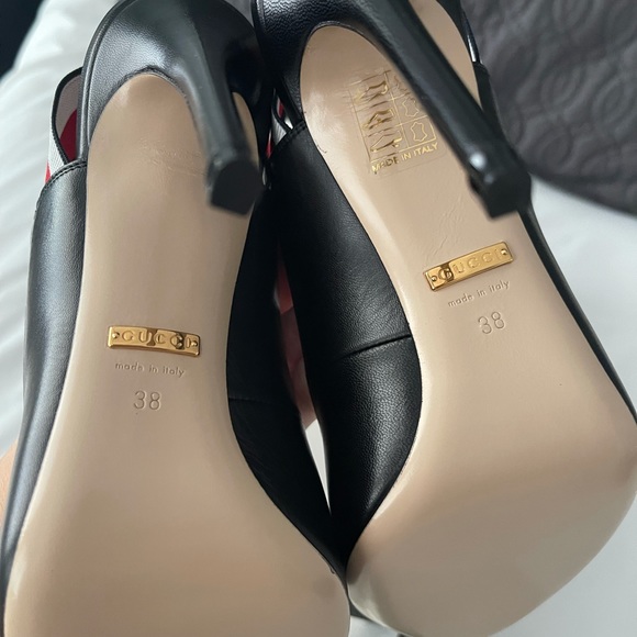 Gucci Sylvia web leather sling back pumps NEW! - Picture 5 of 8